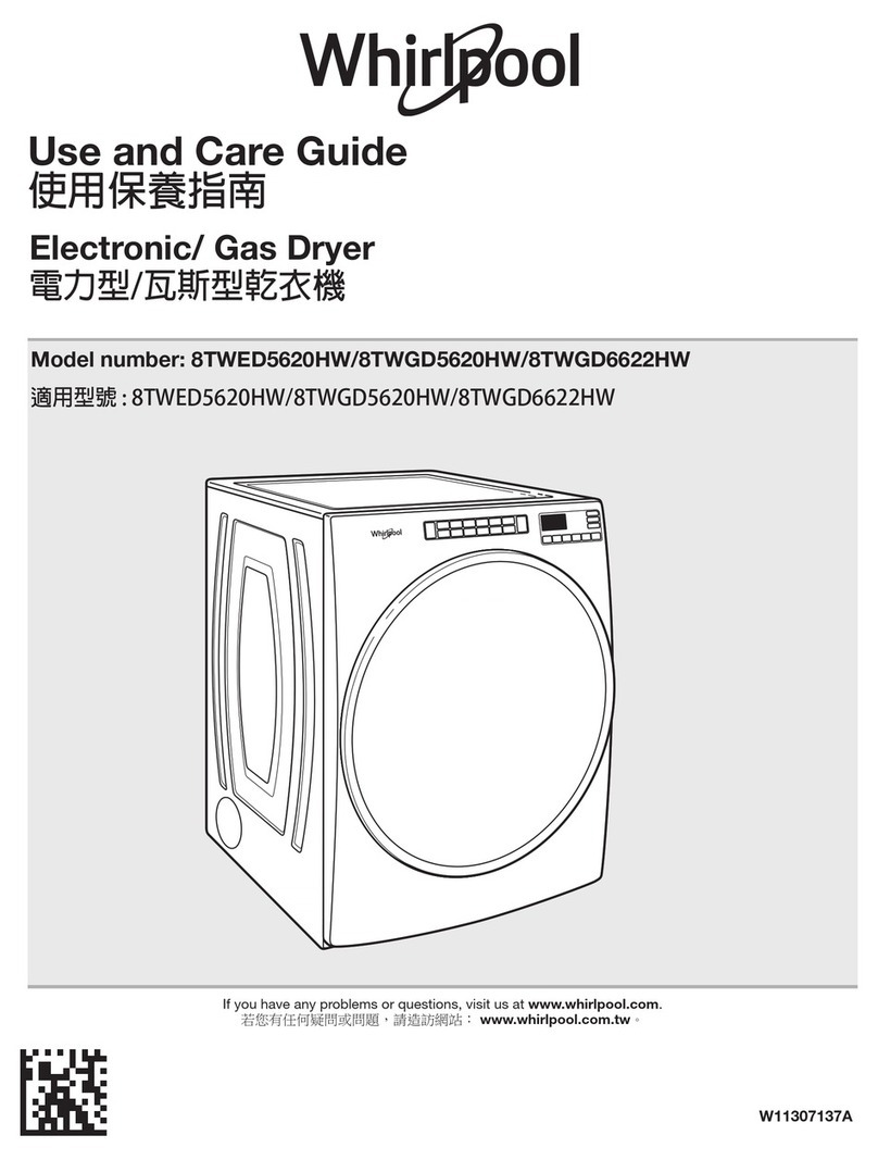 Whirlpool 8TWED5620HW Use and care guide
