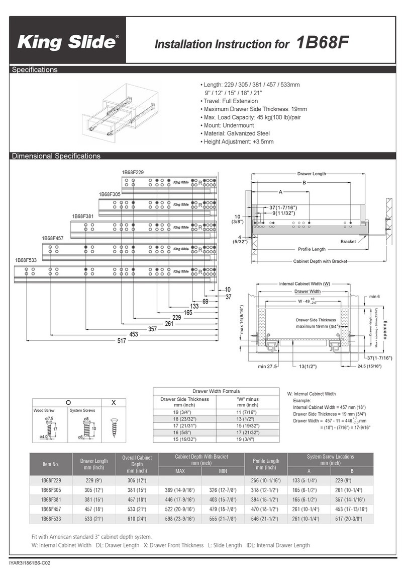 King Slide 1B68F User manual