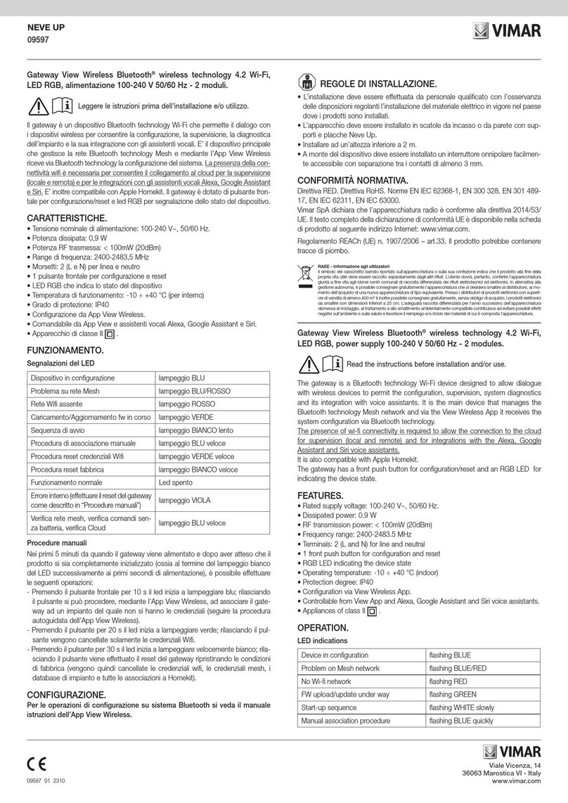 Vimar NEVE UP 09597 manual