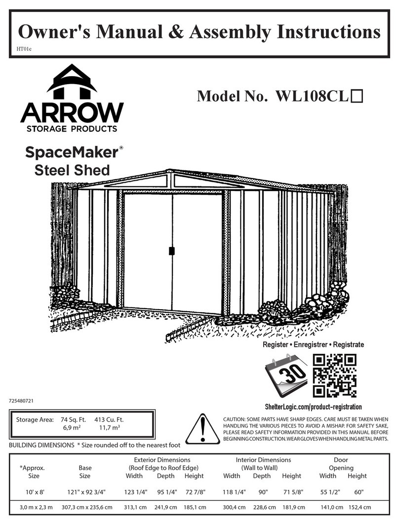 Arrow Storage Products SpaceMaker WL108CL Series Owner's manual & assembly instructions