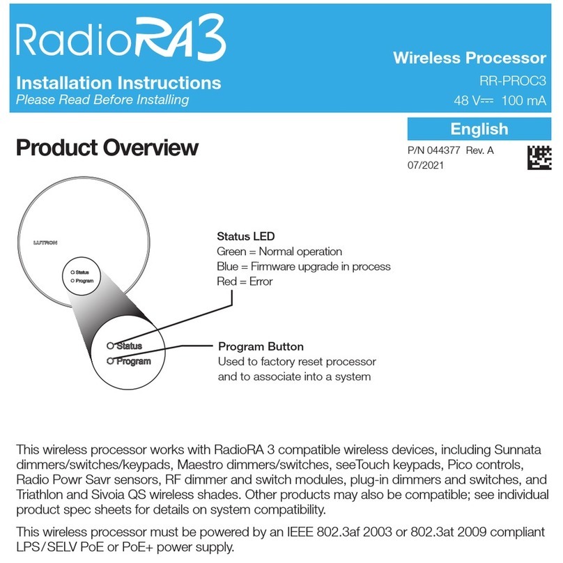 Lutron Electronics RadioRA3 User manual