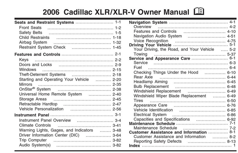 Cadillac XLR-V 2006 owner's manual