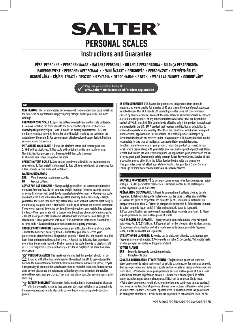 Salter 9075 WH3R Product information sheet