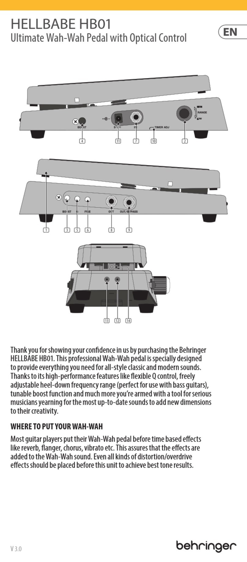 Behringer HELLBABE HB01 manual