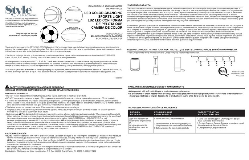 Style selections BL-BASKETBALL quick start guide