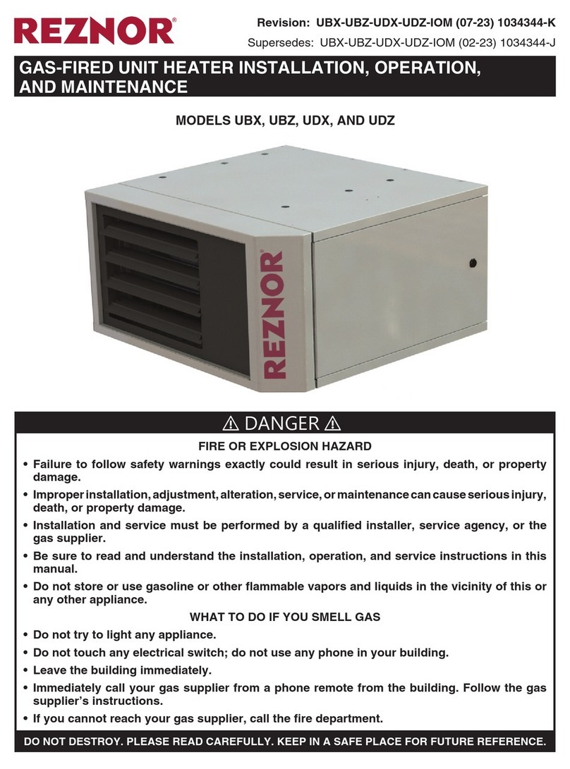 Reznor UDX Installation and operating instructions