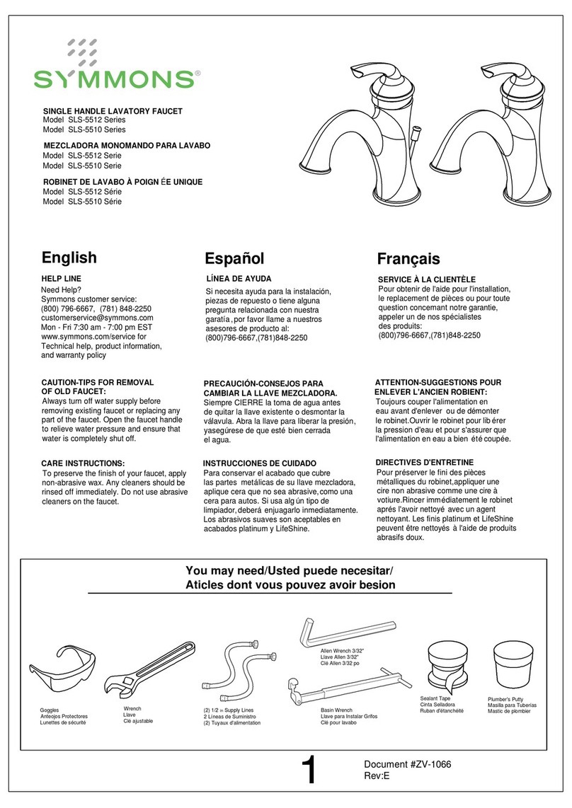Symmons SLS-5512 Series User manual Symmons SLS-5512 Series User manual