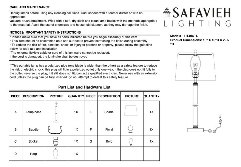 Safavieh Lighting LIT4049A quick start guide