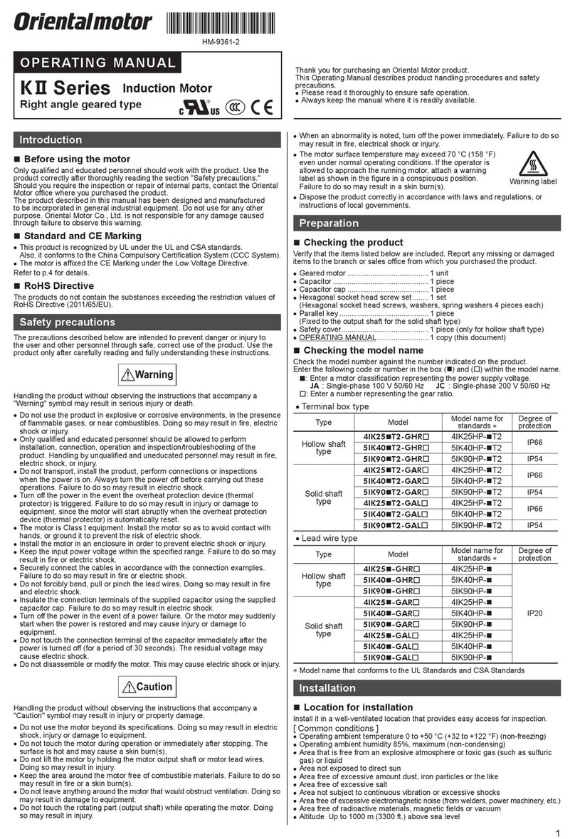 Oriental motor K II Series operating manual