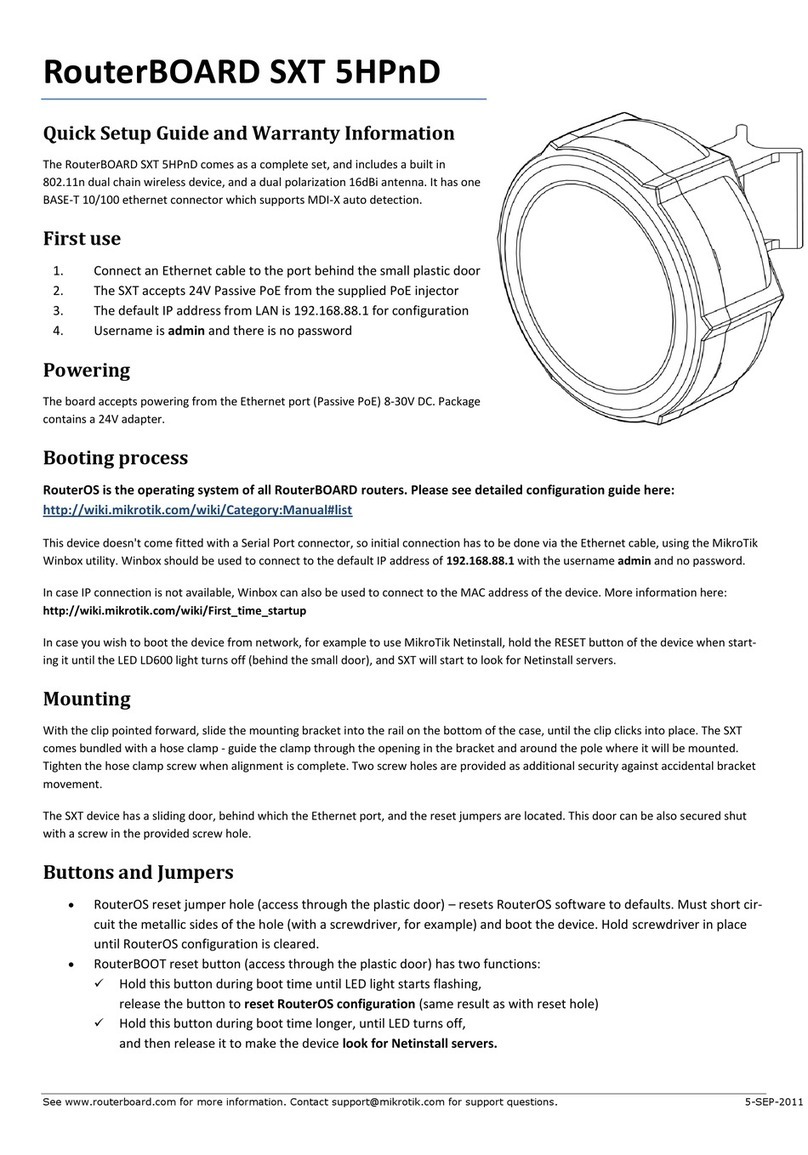RouterBOARD SXT 5HPnD Quick setup guide and warranty information