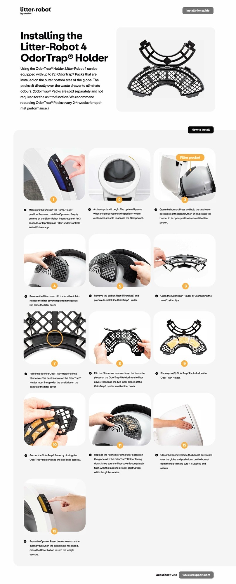 whisker Litter-Robot 4 OdorTrap Holder 4 installation guide whisker Litter-Robot 4 OdorTrap Holder 4 installation guide
