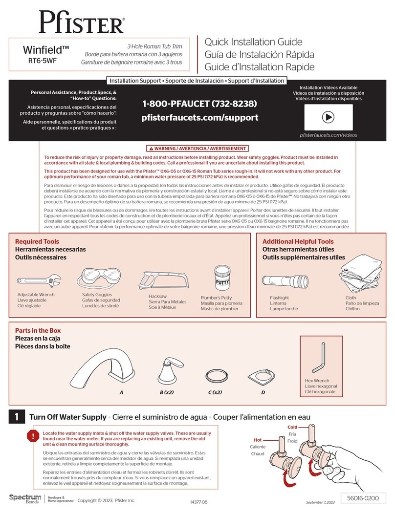 Spectrum Brands Pfister Winfield RT6-5WF Quick installation guide