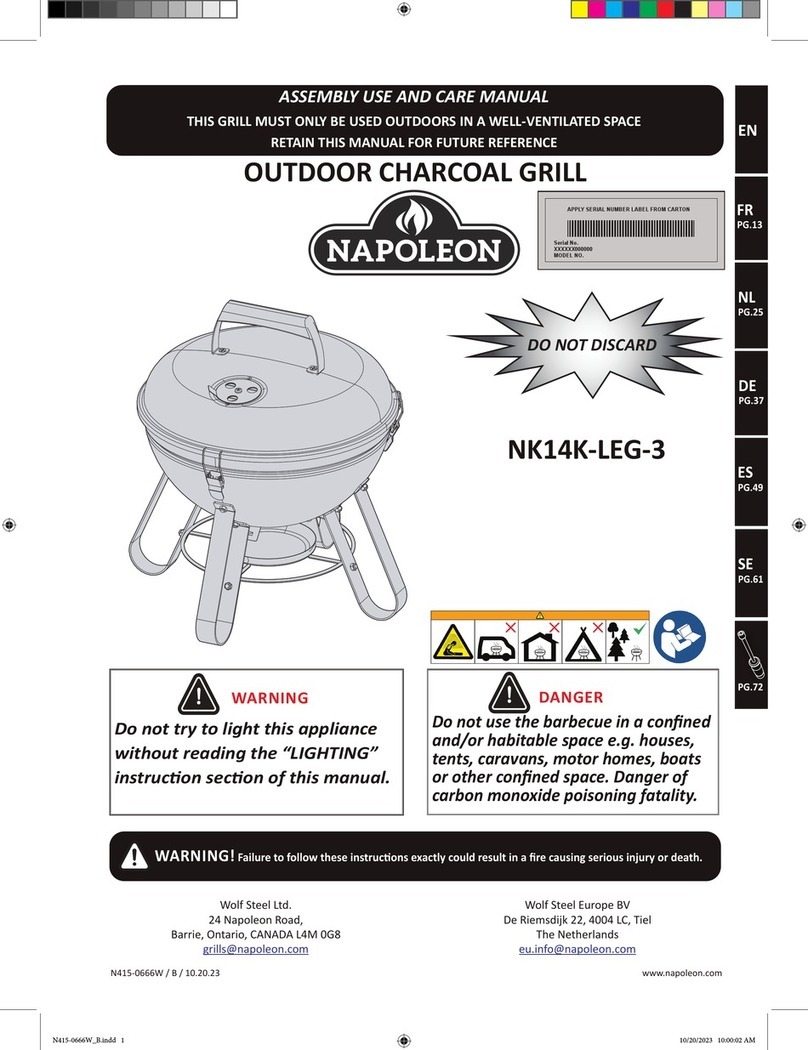 Napoleon NK14K-LEG-3 Assembly, use and care manual
