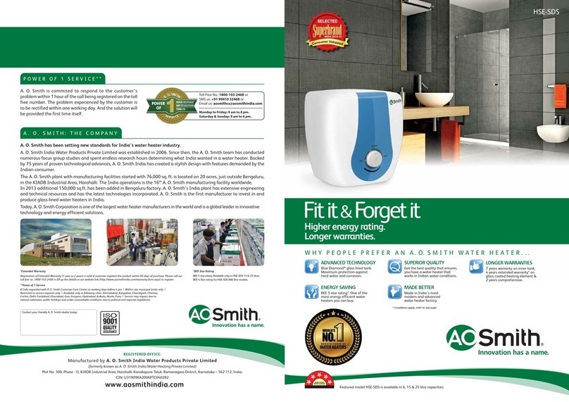 A.O. Smith HSE-SDS-006 User manual