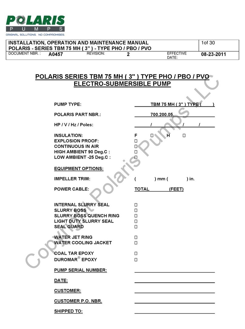 Polaris TBM 75 MH Installation, operation and maintenance manual