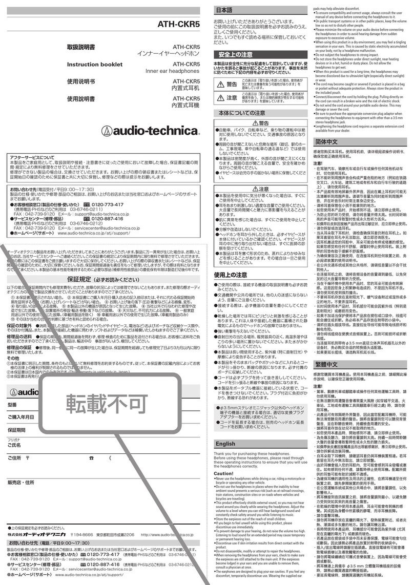 Audio Technica ATH-CKR5 User manual