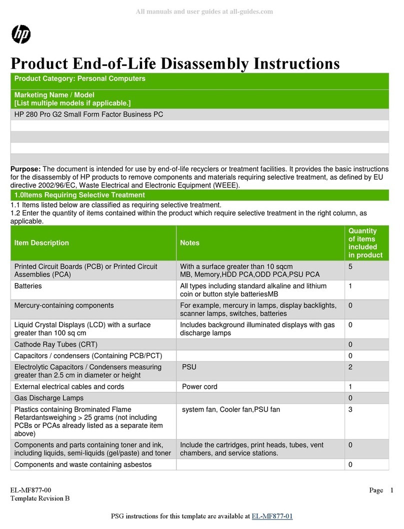 HP 280 Pro G2 Small Form Factor Assembly instructions