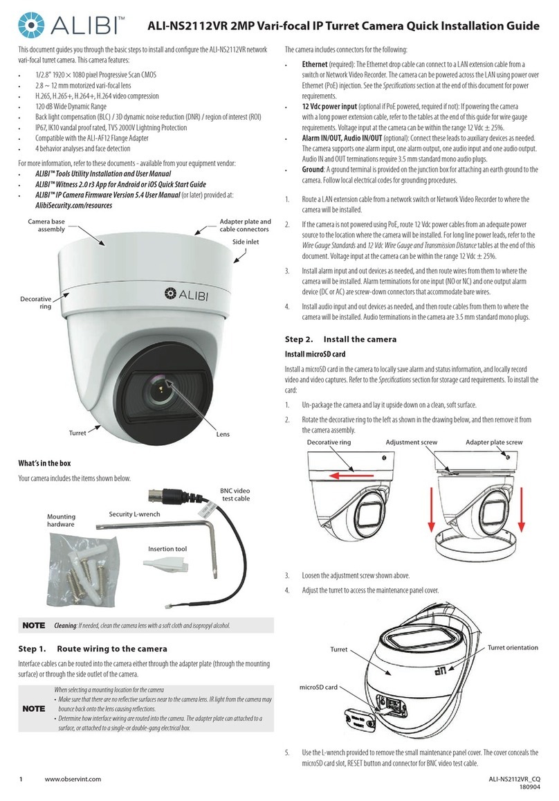 Observint ALIBI ALI-NS2112VR Quick installation guide