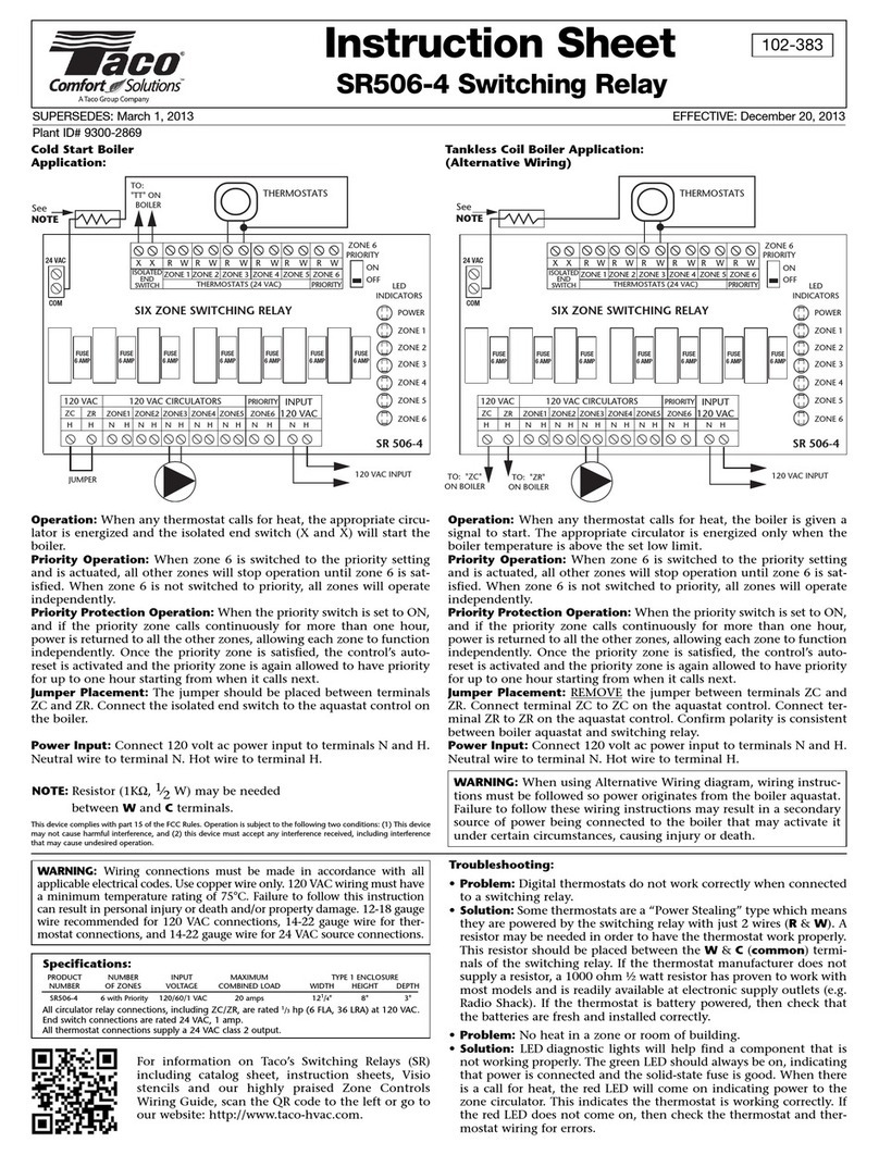 Taco Comfort Solutions SR506-4 instruction sheet