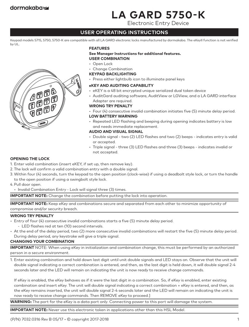 Dormakaba 5750-K User operating instructions