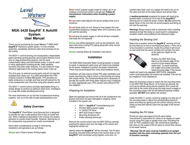 Level Waters EasyFill X MSX-3420 User manual