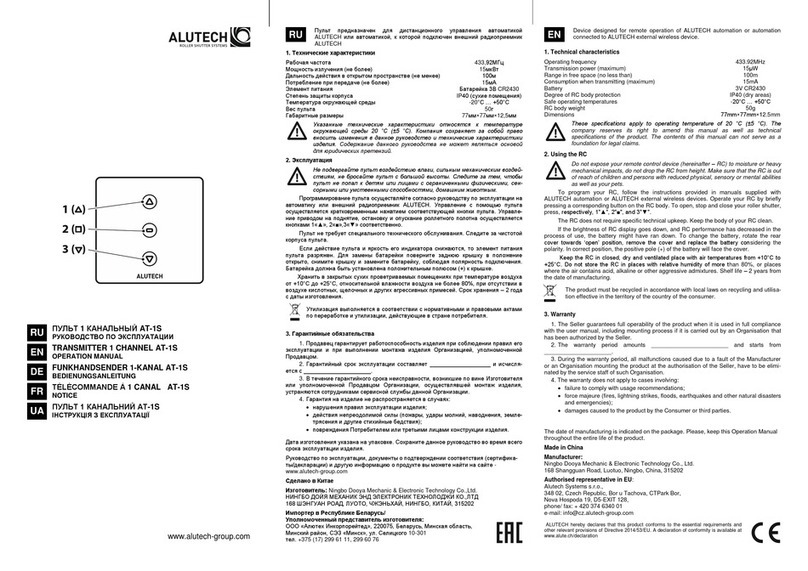 Alutech AT-1S Operation manual