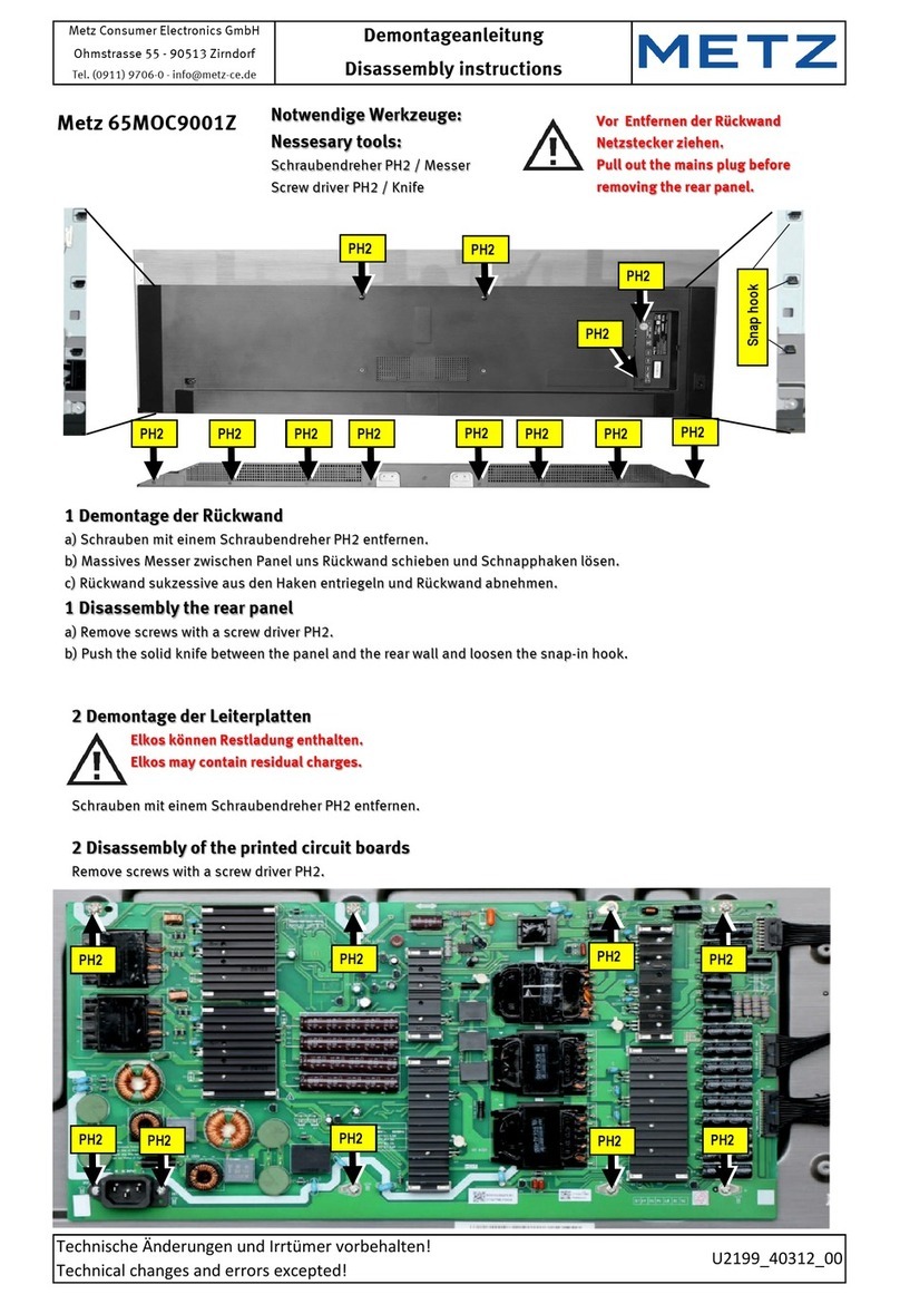 Metz 65MOC9001Z Disassembly instructions