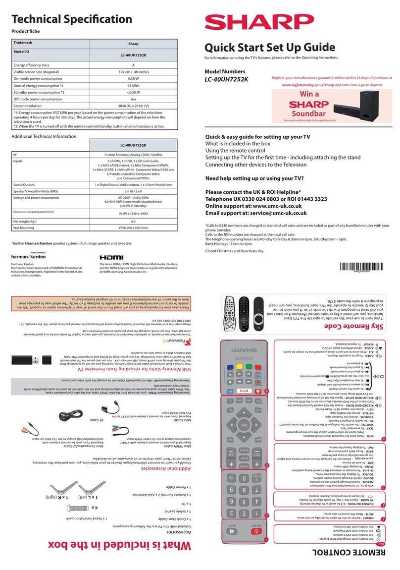 Sharp LC-40UH7252K Troubleshooting guide Sharp LC-40UH7252K Troubleshooting guide