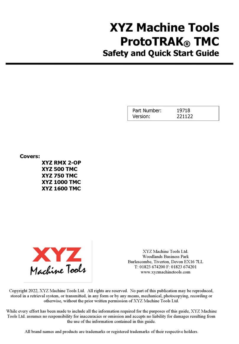 XYZ ProtoTRAK TMC Series Safety and Quick Start guide
