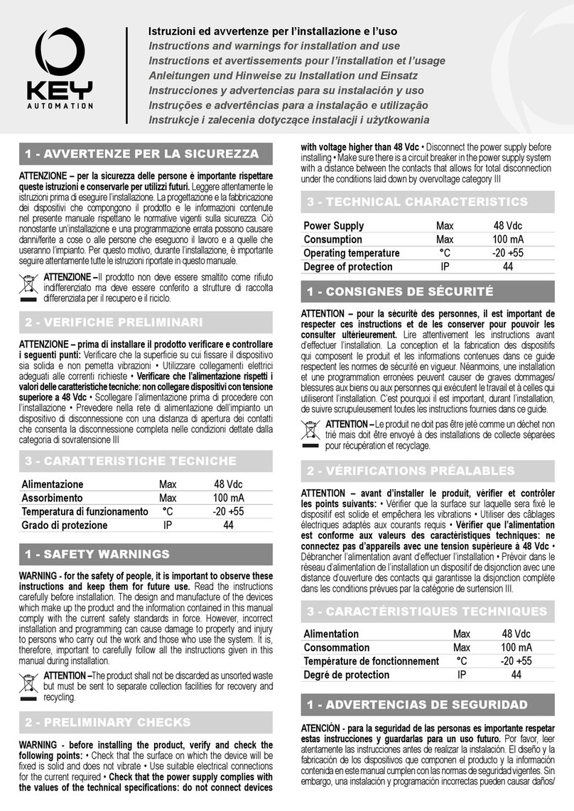 Keyautomation 580EGS1 Instructions for installation and use Keyautomation 580EGS1 Instructions for installation and use