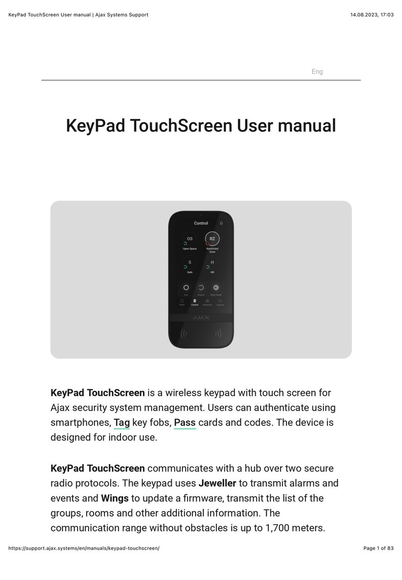 AJAX KeyPad TouchScreen User manual