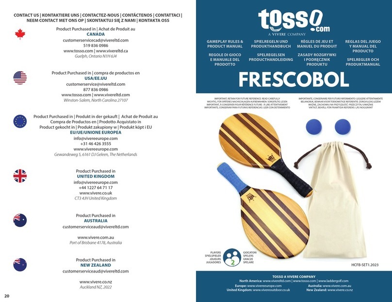 Vivere tosso FRESCOBOL HCFB-SET1 product manual Vivere tosso FRESCOBOL HCFB-SET1 product manual