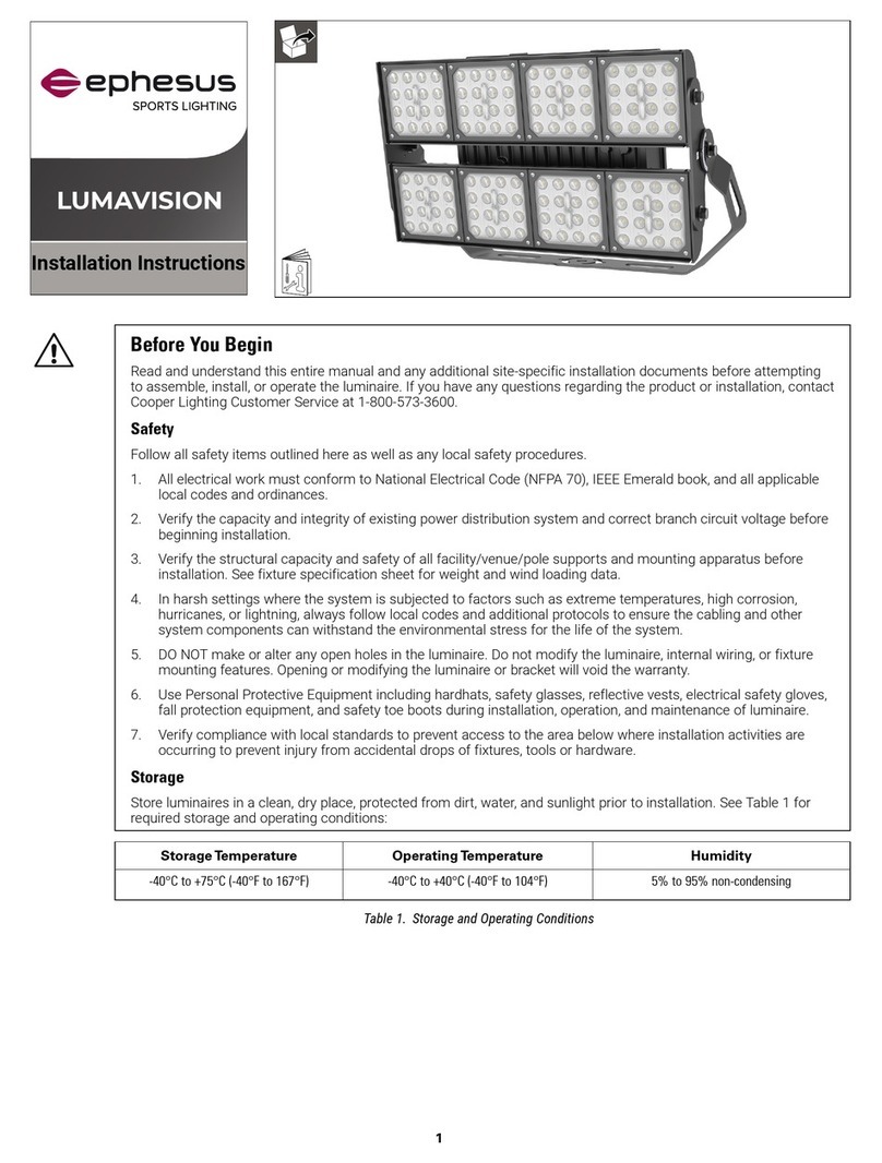 Cooper Lighting Solutions ephesus LUMAVISION installation instructions Cooper Lighting Solutions ephesus LUMAVISION installation instructions