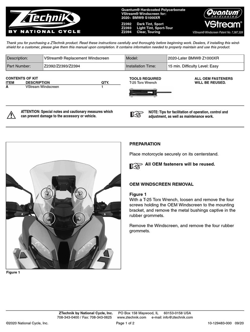 National Cycle ZTechnik VStream Z2392 User manual National Cycle ZTechnik VStream Z2392 User manual