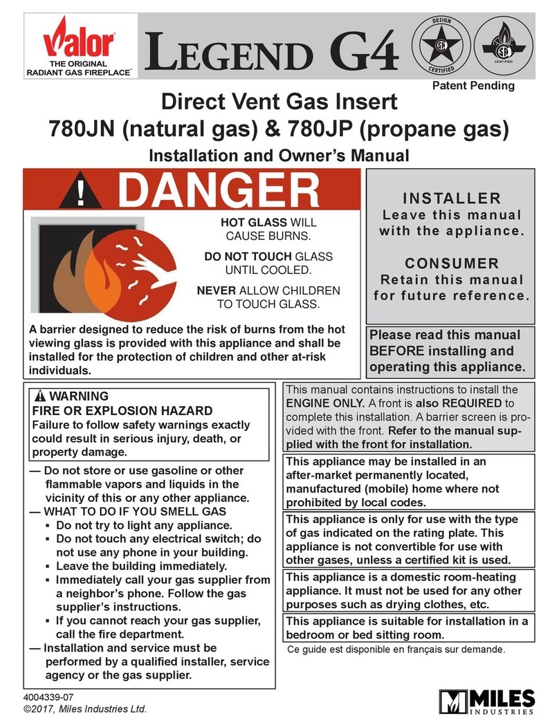 Miles Industries Valor LEGEND G4 780JN Installation instructions Miles Industries Valor LEGEND G4 780JN Installation instructions