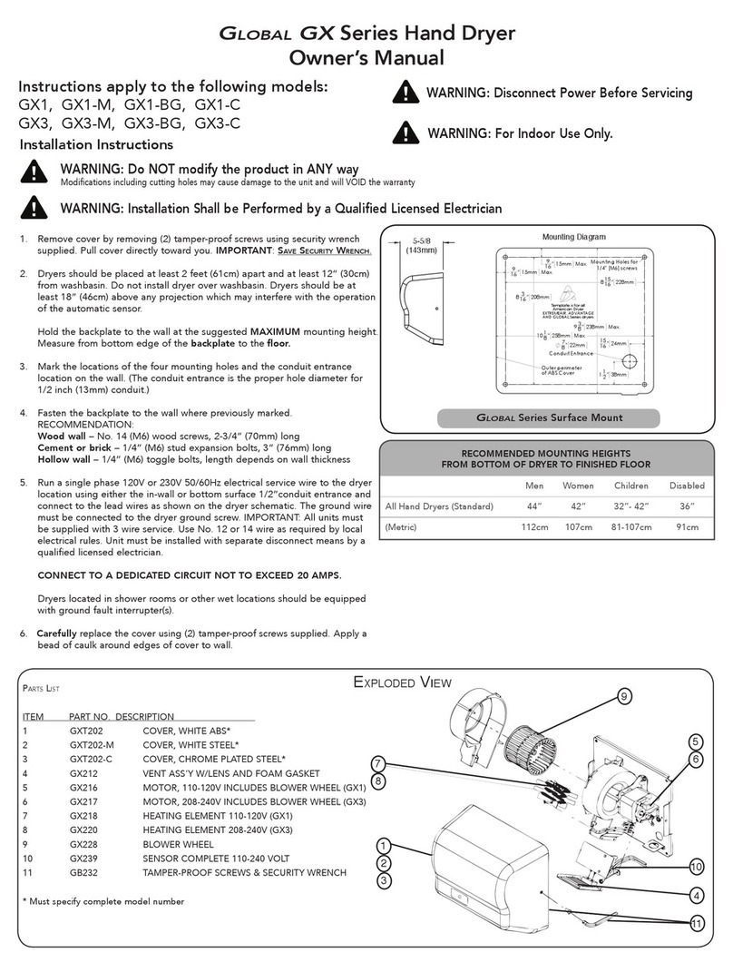 World Dryer GX1-BG User manual