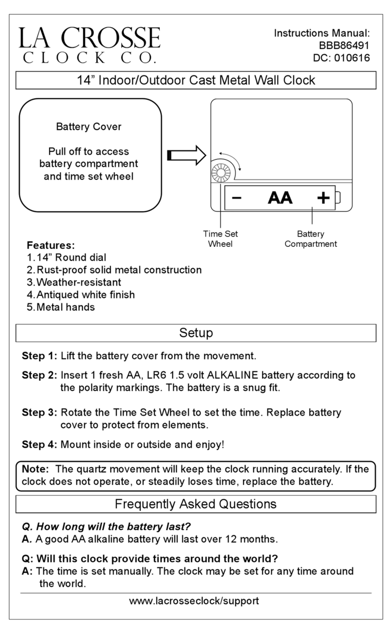 LA CROSSE CLOCK BBB86491 User manual