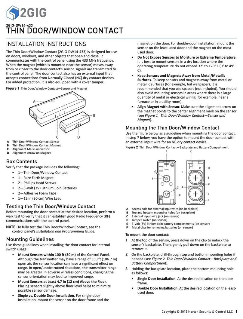 2gig Technologies 2GIG-DW14-433 User manual