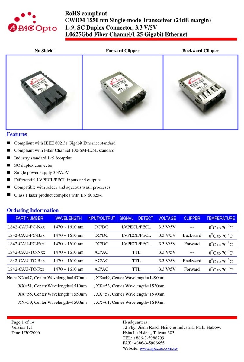 APAC Opto Electronics LS42-CAU-PC-N Series manual