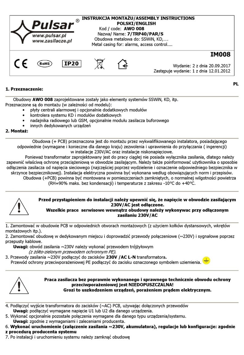 Pulsar AWO 008 User manual Pulsar AWO 008 User manual