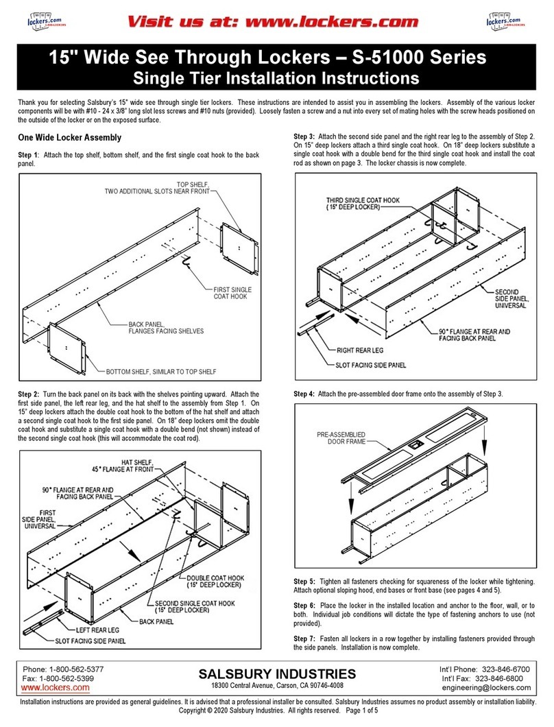 Salsbury Industries S-51000 Series installation instructions Salsbury Industries S-51000 Series installation instructions