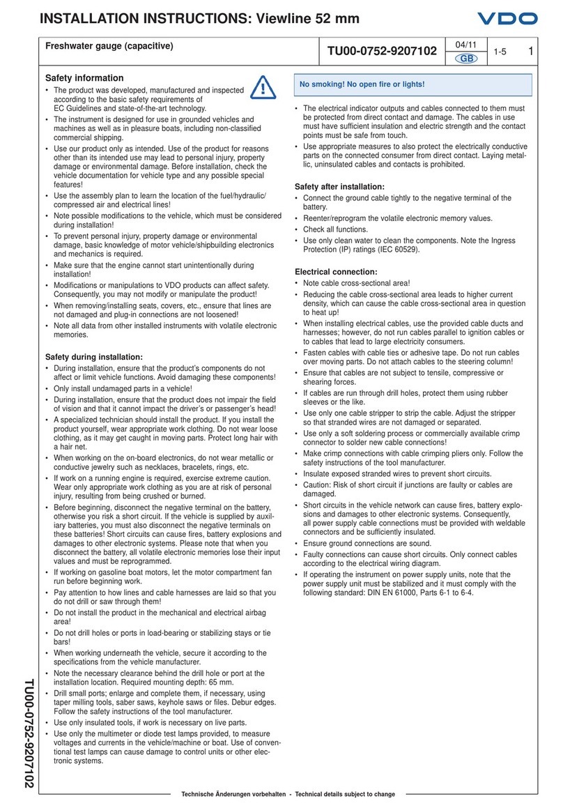 VDO TU00-0752-9207102 installation instructions