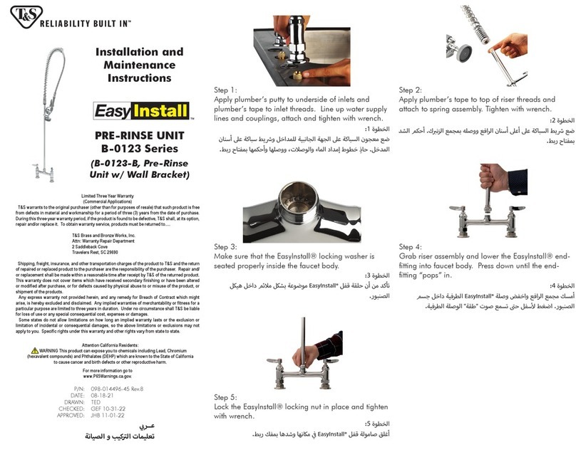 T&S B-0123 Series Installation and maintenance instructions T&S B-0123 Series Installation and maintenance instructions