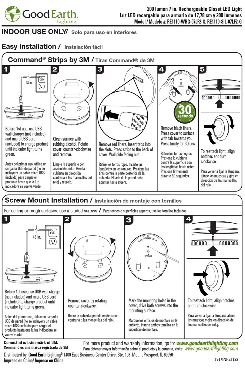 Good Earth Lighting RE1110-WHG-07LF2-G quick start guide Good Earth Lighting RE1110-WHG-07LF2-G quick start guide