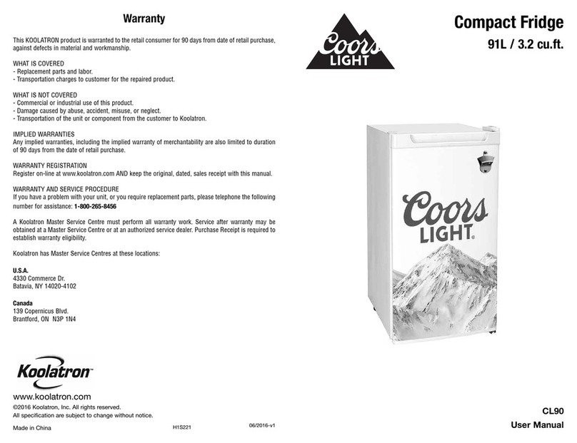 Koolatron Coors LIGHT CL90 User manual