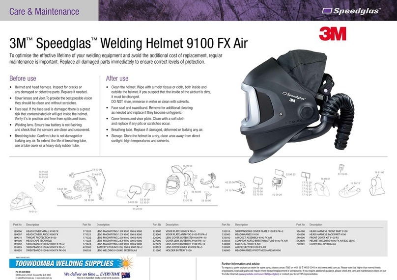 3M Speedglas 9100 FX Series Care & maintenance 3M Speedglas 9100 FX Series Care & maintenance