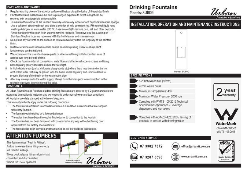 Urban SU600 Installation, operation and maintenance instructions Urban SU600 Installation, operation and maintenance instructions