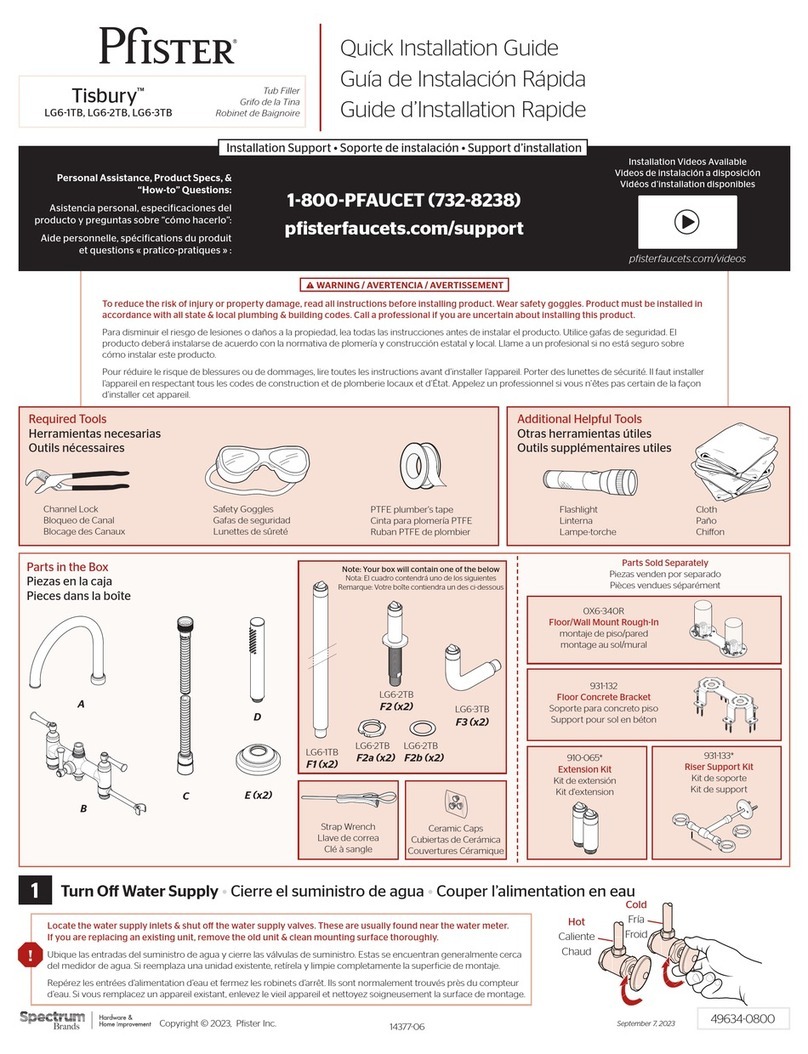 Spectrum Brands Pfister Tisbury LG6-2TB Quick installation guide