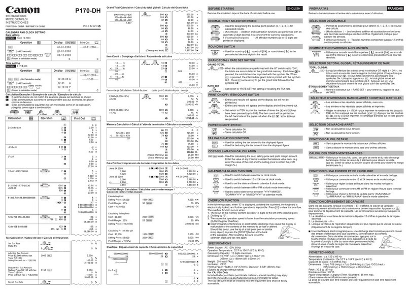 Canon P170-DH instructions