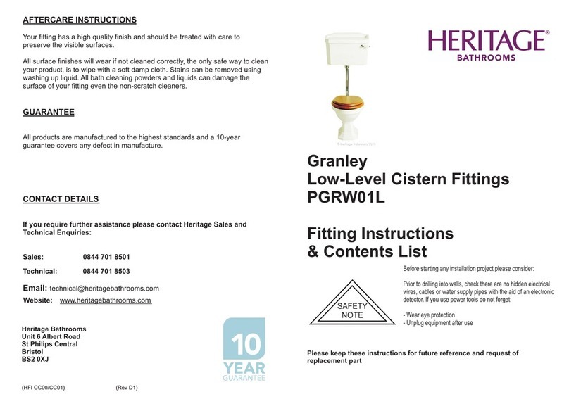 Heritage Bathrooms PGRW01L Fitting Instructions & Contents List